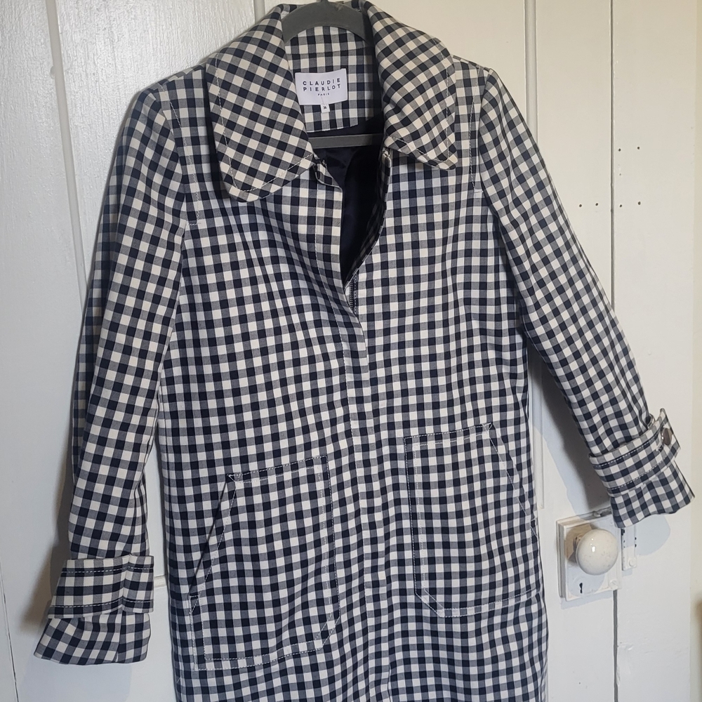 Claudie Pierlot Black and White Gingham Trench Coat Timeless Style